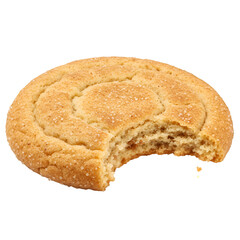 Isolated Snickerdoodle Cookie with Bite Mark on Transparent Background