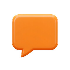 Orange 3D Speech Bubble Illustration Isolated on Transparent Background