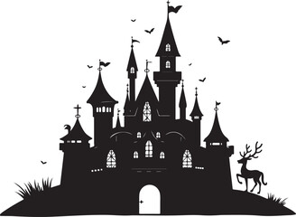 Obraz premium Haunted Castle Night Silhouette Design Bundle