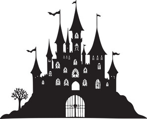 Obraz premium Haunted Castle Night Silhouette Design Bundle