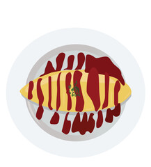 Omelette and sauce. Western food Omurice
