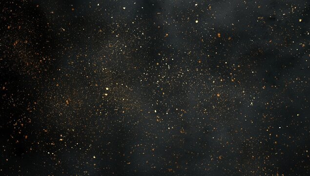 Golden Speckles on Black Background for Textures and Backgrounds in Design Projects