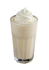 Isolated Photo Of A Refreshing Vanilla Milkshake With Whipped Cream In A Glass