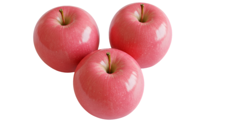 Isolated Photo Of Three Pink Apples With Transparent Background