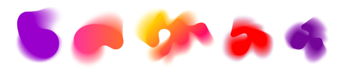 A bright set of abstract gradient shapes in purple, red, orange, and yellow tones on white. Perfect for creative vector covers, music visuals, party posters, or modern wallpaper sets.