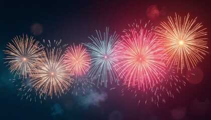 Obraz premium Colorful fireworks illuminate the night sky.