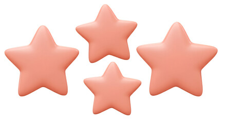Obraz premium Pink 3D Rendered Stars on Transparent Background Illustration