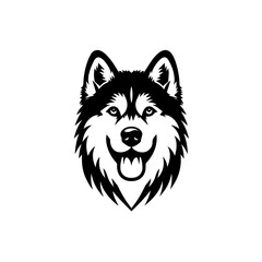 Fototapeta premium Stylized Black and White Husky Dog Face with Open Mouth.