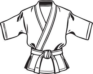 Clean Depiction Of White Martial Arts Uniform With Tied Belt On White Background