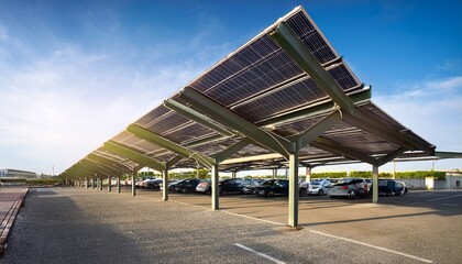 solar panel carport over modern parking lot
