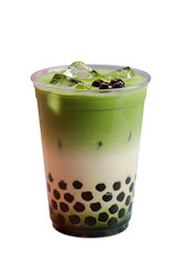 Isolated Refreshing Matcha Bubble Tea Photo On Transparent Background