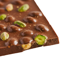 Isolated Photographic Chocolate Bar With Pistachios On Transparent Background