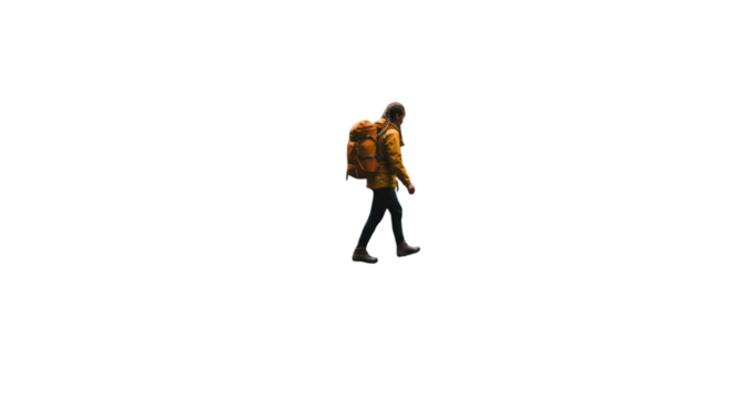 Isolated Pixel Art Man Walking Across Black Transparent Background Illustration