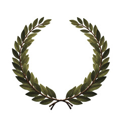 Isolated PNG Illustration Of A Realistic Laurel Wreath In Green Color
