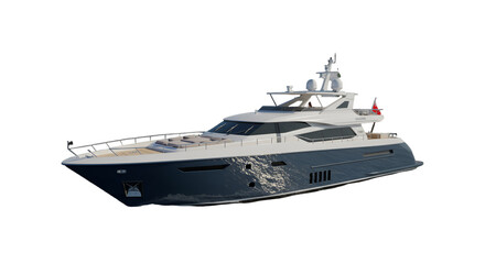 Luxury Yacht Isolated on Black Background Illustrative Transportation