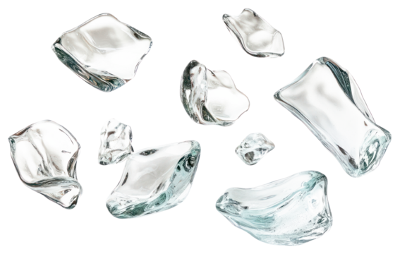 PNG Pile of glass floating isolated crystal.