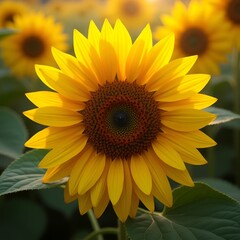 Obraz premium Field of blooming sunflowers 