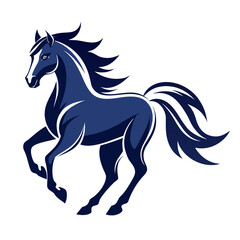 Obraz premium Majestic dark blue horse galloping isolated on white background