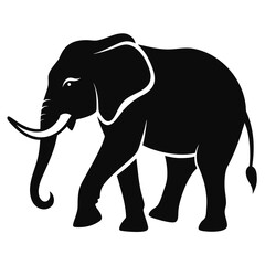 Obraz premium Stylized black elephant silhouette isolated on white background