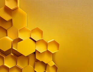 abstract 3d hexagonal honeycomb wall backdrop business web design geometric hexagon texture isolated on yellow background banner long with copy space