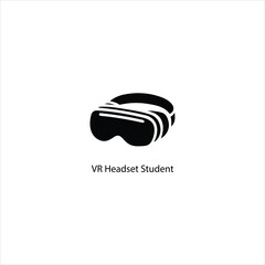 Black virtual reality headset icon with text V R Headset Student VR headset technology