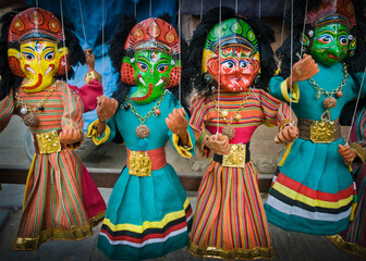 Fototapeta premium Traditional Nepalese puppets, or marionettes, called 