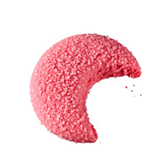 Isolated Pink Cookie With Sugar Bite Photo on Transparent Background