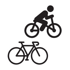 Silhouette of a cyclist riding a vintage bicycle on white background