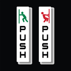 Push and Pull Door Sign Vector – Instruction Icon Set for Entry and Exit