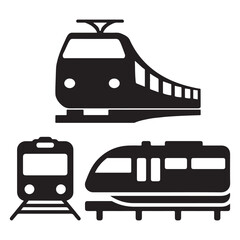Transportation and Train Icon Set for Travel and Vehicle Illustration