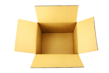 a open cardboard box with a white background