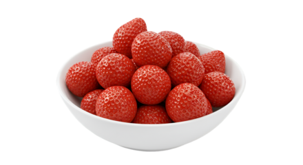 Photo of Ripe Strawberries in a White Bowl on a Transparent Background