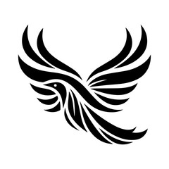 Modern style bird silhouette and letter logo design