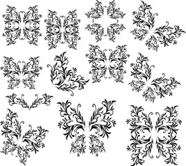 set of floral elements Thai pattern Thailand	
