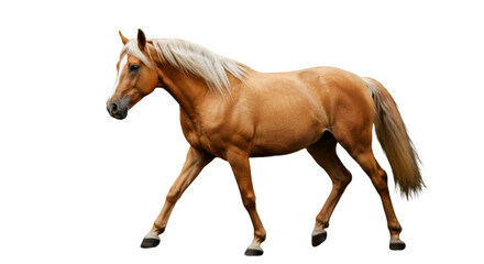 Obraz premium Photo Of A Golden Horse With Blonde Mane Walking Isolated On Transparent