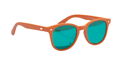 Fototapeta premium Orange Sunglasses with Teal Lenses Isolated on Transparent Background