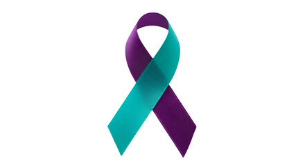 Isolated Teal And Purple Ribbon Awareness Symbol Illustration With Transparent Background