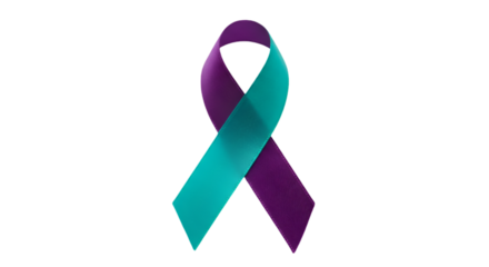 Isolated Teal And Purple Ribbon Awareness Symbol Illustration With Transparent Background