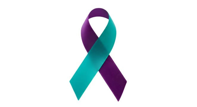 Isolated Teal And Purple Ribbon Awareness Symbol Illustration With Transparent Background
