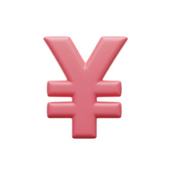 Obraz premium Pink Yen Symbol 3D Illustration Isolated on Transparent Background