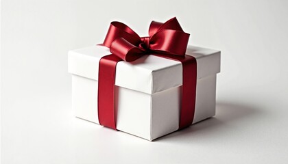 Fototapeta premium A neatly wrapped gift box with a red ribbon.