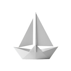 Isolated White Origami Boat On Black Background 3D Illustration