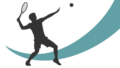 Silhouette of a man playing tennis. Female tennis players silhouettes. Sports concept. Figures for the design of sports events, banners, news. Vector EPS10