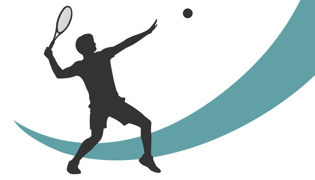 Silhouette of a man playing tennis. Female tennis players silhouettes. Sports concept. Figures for the design of sports events, banners, news. Vector EPS10