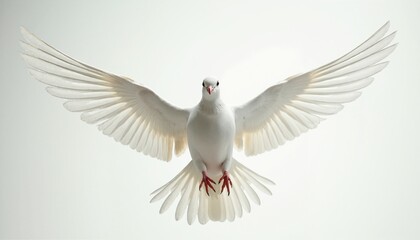 Fototapeta premium White dove soaring gracefully in the sky.