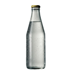 Isolated Transparent Water Bottle On Black Background As Realistic Photo