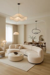 Traditional white sofa with botanical paintings in sophisticated interior setting