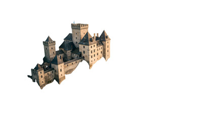 Obraz premium Medieval Castle Illustration Against Black Isolated Background