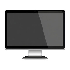 Fototapeta premium Sleek silver computer screen with dark display and black base technology, Isolated On Png Transparent Background