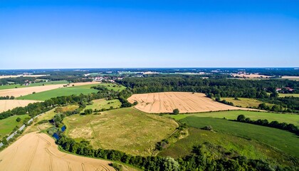 Overhead Farm Fields Bright Sky Organic Colors